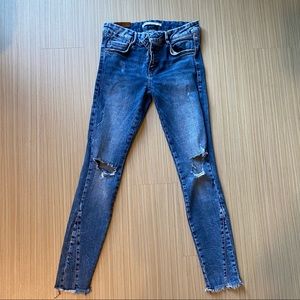 ZARA distressed low rise, skinny jean